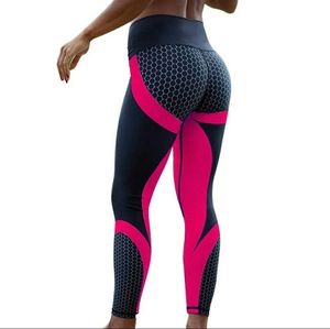 Sexy Pink Honeycomb Geometric Leggings